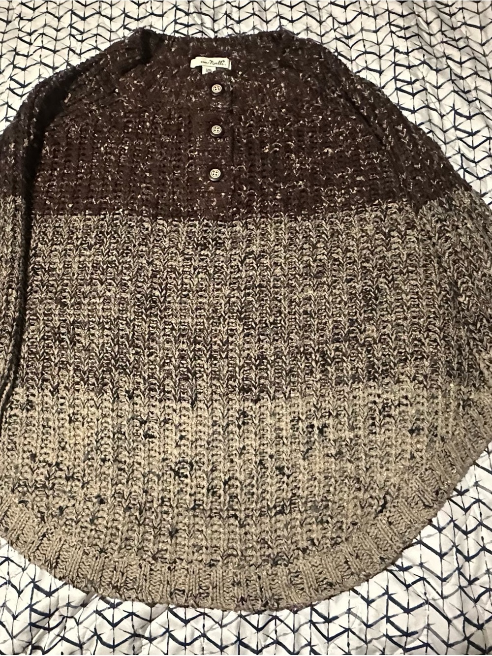 Simply Noelle Brown Gradient Henley Knit Sweater